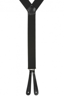 Classic Plain Black Y Back Trouser Braces With Leather Ends by Gents Shop